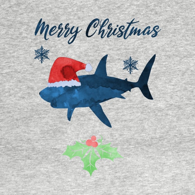 Santa Shark - Coastal Christmas Art by TheJollyMarten